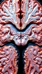 highly detailed brain tissue cross section with glioblastoma tumor mass, medical style rendering