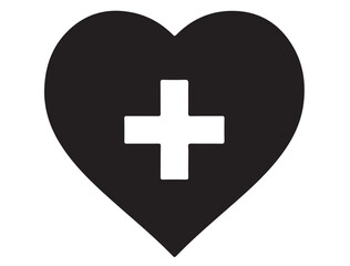 MEDICAL PLUS SIGN WITH HEART SILHOUETTE