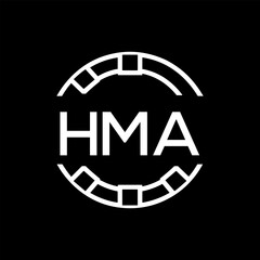 HMA Minimalist HMA  Logo Design on Black Background – HMA Later Logo, Modern Circular Branding Concept
