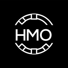 HMO Minimalist HMO  Logo Design on Black Background – HMO Later Logo, Modern Circular Branding Concept
