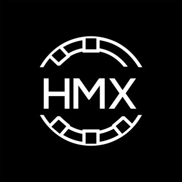 HMX Minimalist HMX  Logo Design on Black Background &ndash; HMX Later Logo, Modern Circular Branding Concept
