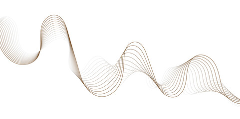 Abstract modern digital brown and white style smooth wave flowing curve line white background, use for music, wallpaper, swoosh speed, template vector illustration.
