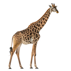 Fototapeta premium A Majestic Giraffe Grace and Elegance in the Savanna on transparent background