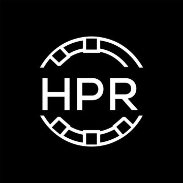 HPR Minimalist HPR  Logo Design on Black Background &ndash; HPR Later Logo, Modern Circular Branding Concept
