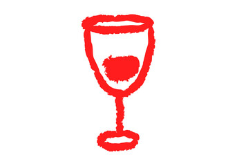 Red wine glass icon isolated on transparent background