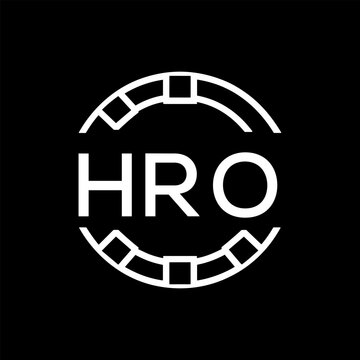 HRO Minimalist HRO  Logo Design on Black Background &ndash; HRO Later Logo, Modern Circular Branding Concept
