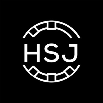 HSJ Minimalist HSJ  Logo Design on Black Background &ndash; HSJ Later Logo, Modern Circular Branding Concept

