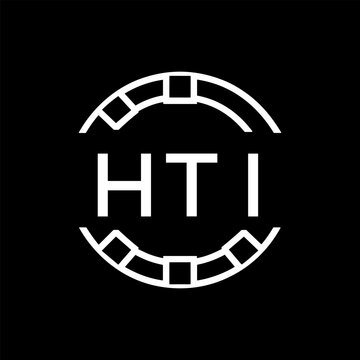 HTI Minimalist HTI  Logo Design on Black Background &ndash; HTI Later Logo, Modern Circular Branding Concept
