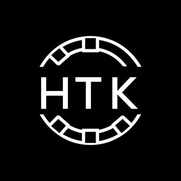HTK Minimalist HTK  Logo Design on Black Background &ndash; HTK Later Logo, Modern Circular Branding Concept
