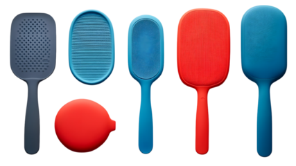Colorful silicone kitchen utensils home product photography modern top-down view culinary tools