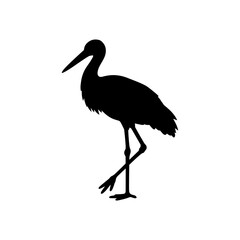 Stork silhouette vector flat illustration design.