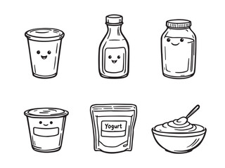 Hand drawn yogurt cup simple line design
