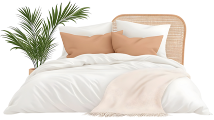 Cozy bedroom setup with natural elements home digital art indoor aesthetic view