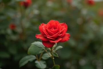 A red rose on a bush