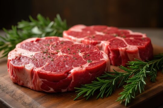 Raw meat- roast beef - american chuck eye steak and lamb chop