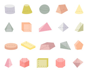 Geometric shape set in scandinavian style with various forms designed for school education, classroom learning, math development and visual teaching materials and for your creative designs projects