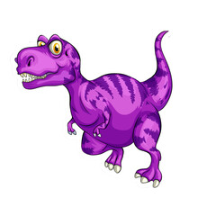 Obraz premium Cartoon purple tyrannosaurus rex dinosaur isolated on white background