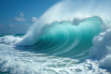 Powerful wave approaching to a shallow atlantic reef