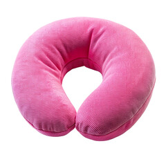 pink travel neck pillow isolated on transparent background