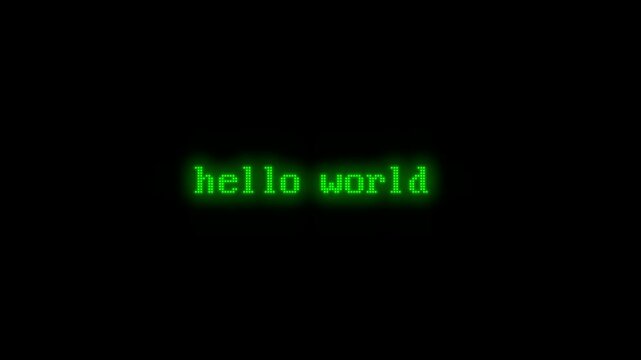 gr&uuml;n leuchtende Bildschirmausgabe: hello world
