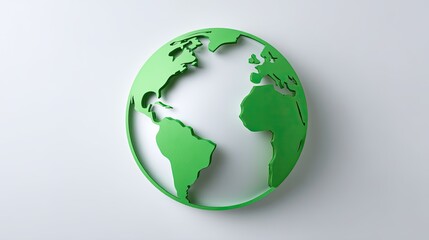 Fototapeta premium Green Earth Globe Representation on White Background Symbolizing Sustainability and Environmental Awareness