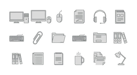 Fototapeta premium Office Supplies and Equipment Icons