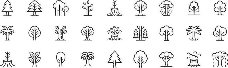 Plants vector line icon set, thin linear illustration.
