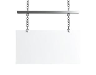 Blank hanging sign with chain for customizable messages 