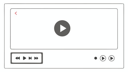 Web video player interface with digital media controls for play, pause, volume, and sound
