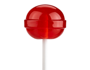 Bright red lollipop on a stick against a Transparent Background