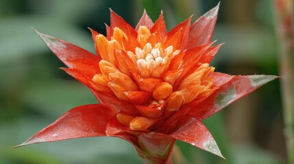 Close-up of a vibrant, fiery red flower.
