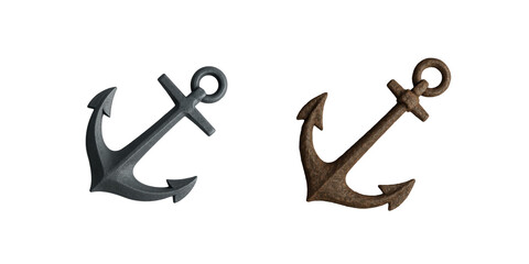 old and new vintage ship anchor isolated, High-quality nautical object perfect for marine themes, naval design, sea-related branding, Rusty and aged metal texture gives it an authentic maritime look © MJ iceberg