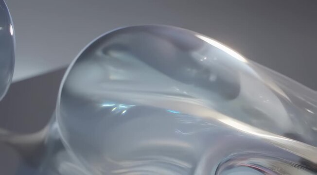 Abstract translucent liquid forming gentle waves on smooth surface  