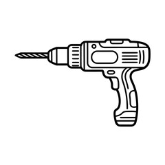 hand holding a drill coloring page line art