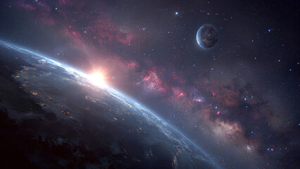 Obraz premium Epic Outer Space Galaxy Scene with Planets and Stars