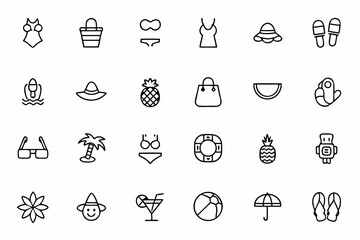 A fashion-forward bundle featuring beachwear and party-themed elements—perfect for fashion brands, summer events, and digital decor.