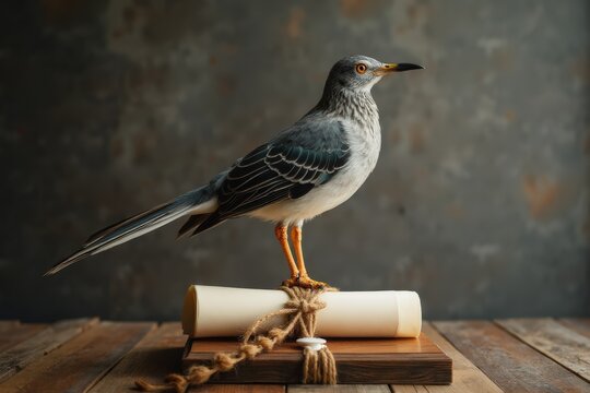 Diploma and feathered on a scale