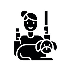pet grooming black flat icon for digital and print projects.