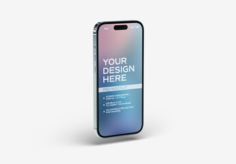 Smartphone With Shadow Floating On White Mockup