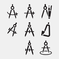 Fototapeta premium Collection of Black and White Technical Drawing Instruments 