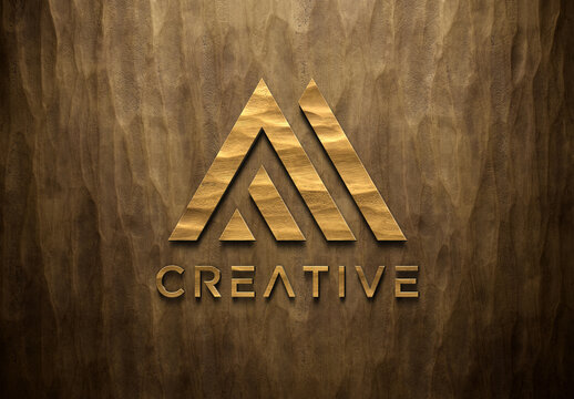 Bronze Logo Mockup On Hand Cast Texture