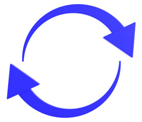 青い循環矢印の3Dイラスト
