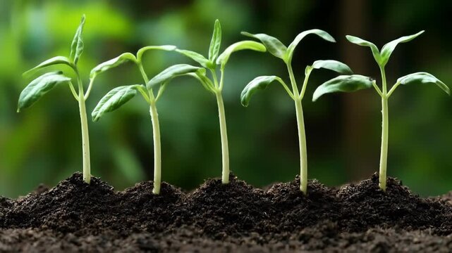 Young plants emerging from soil