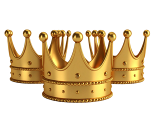 Set of three elegant golden crowns  