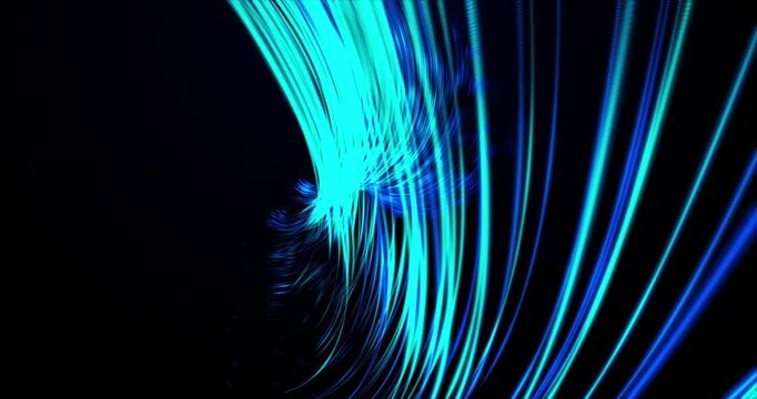 Shape of blue fractal lines moving in a space