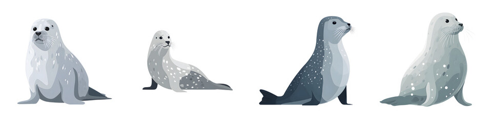 Cute Seal Collection: Watercolor Illustration Set of Playful Marine Mammals