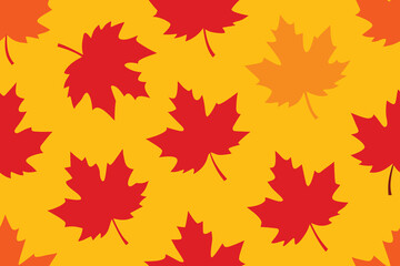 Autumn Leaves Seamless Pattern in Shades of Orange, Red, and Yellow Backdrop