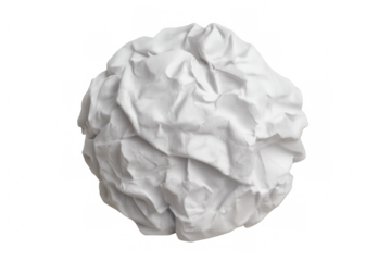 Crumpled white paper ball floating against transparent backdrop, representing creative process, failure, and renewal potential