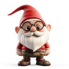 3D funny cartoon gnome close-up, isolated, on a white background. Fairytale character, cute print, illustration for printing on fabric, paper, porcelain, ceramics, packaging of children's toys.