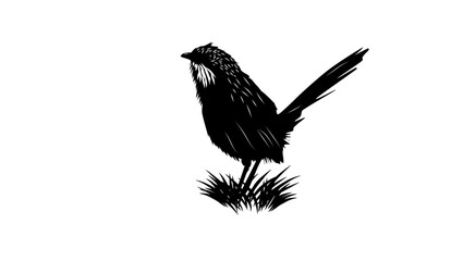  rufous grasswren, black isolated silhouette